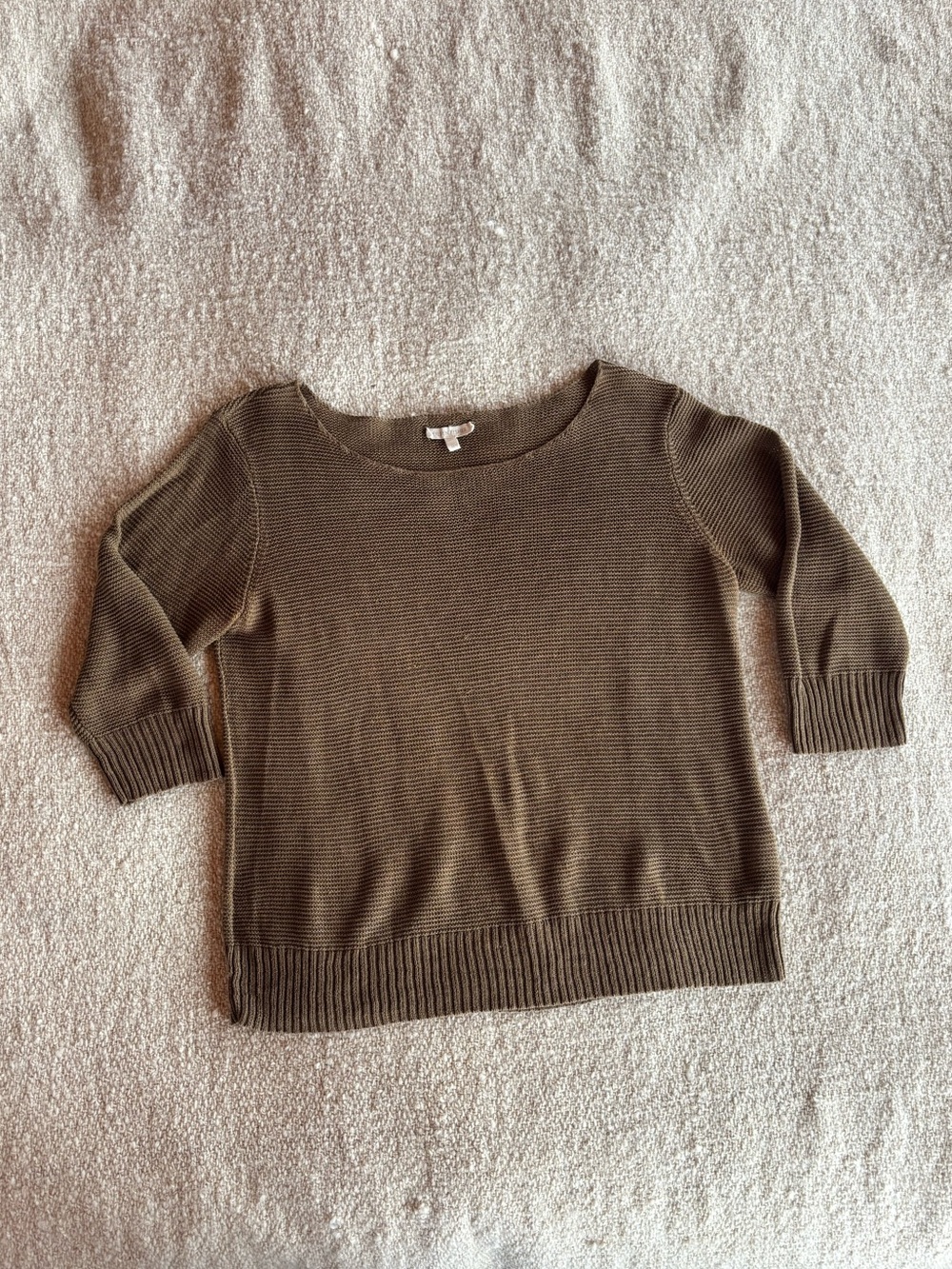Eileen Fisher Moss Green Linen Knit Sweater